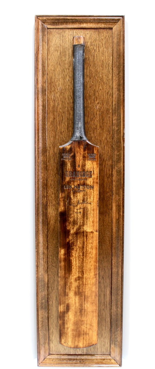 Len Hutton cricket bat wall plaque