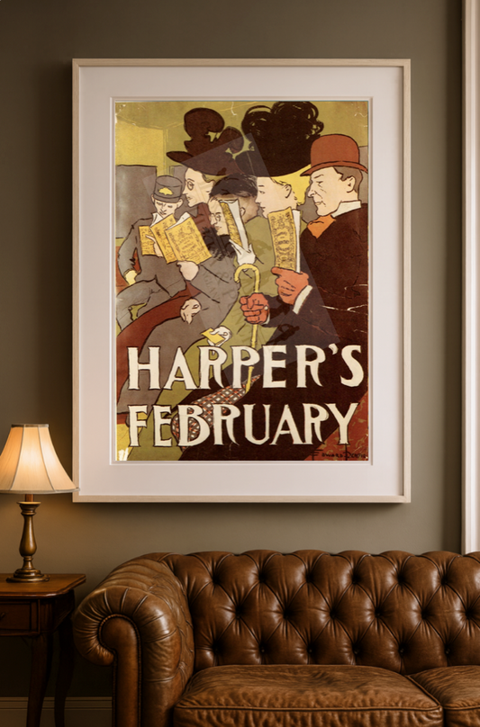 Vintage Poster Print | "Harper’s February" by Edward Penfield