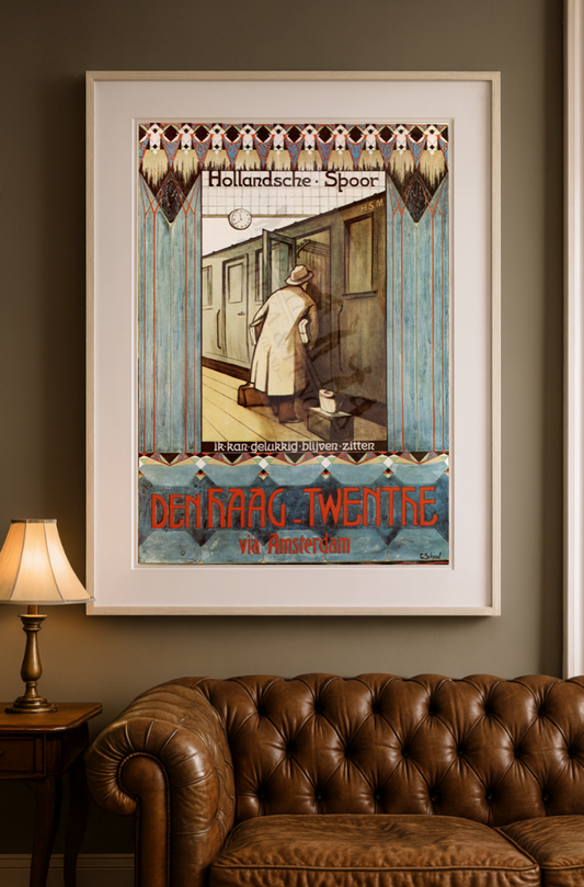 Vintage Dutch Railway Poster | “Den Haag - Twenthe via Amsterdam”